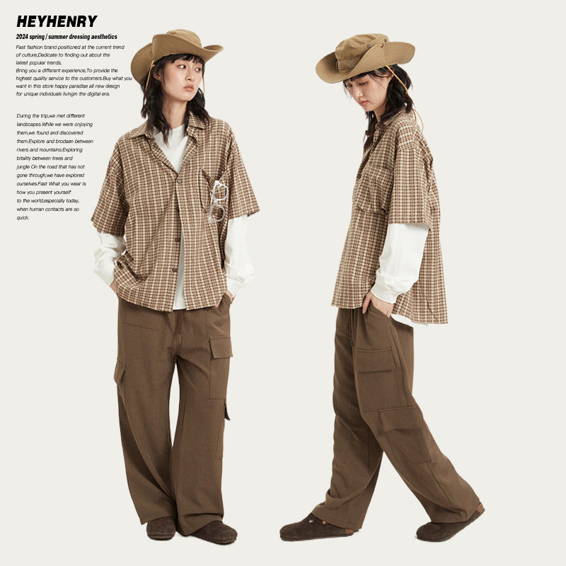 Striped Japanese-style Retro Short Sleeve Shirt Loose Preppy Style