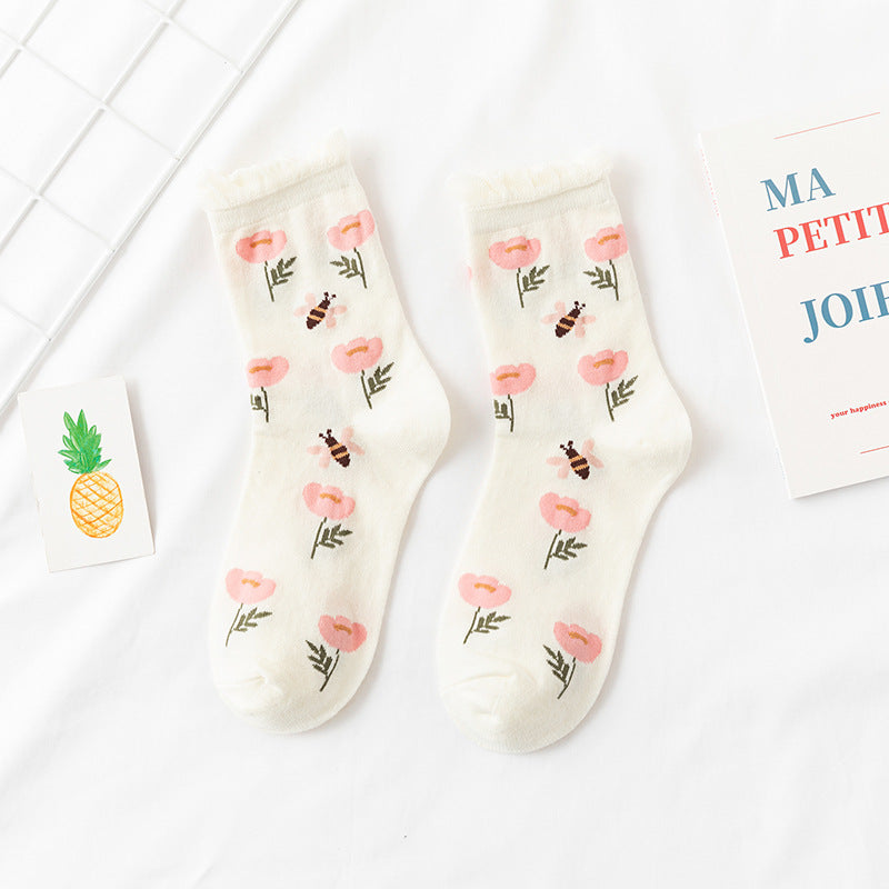 Floral Women's Medium Hose Lolita Socks