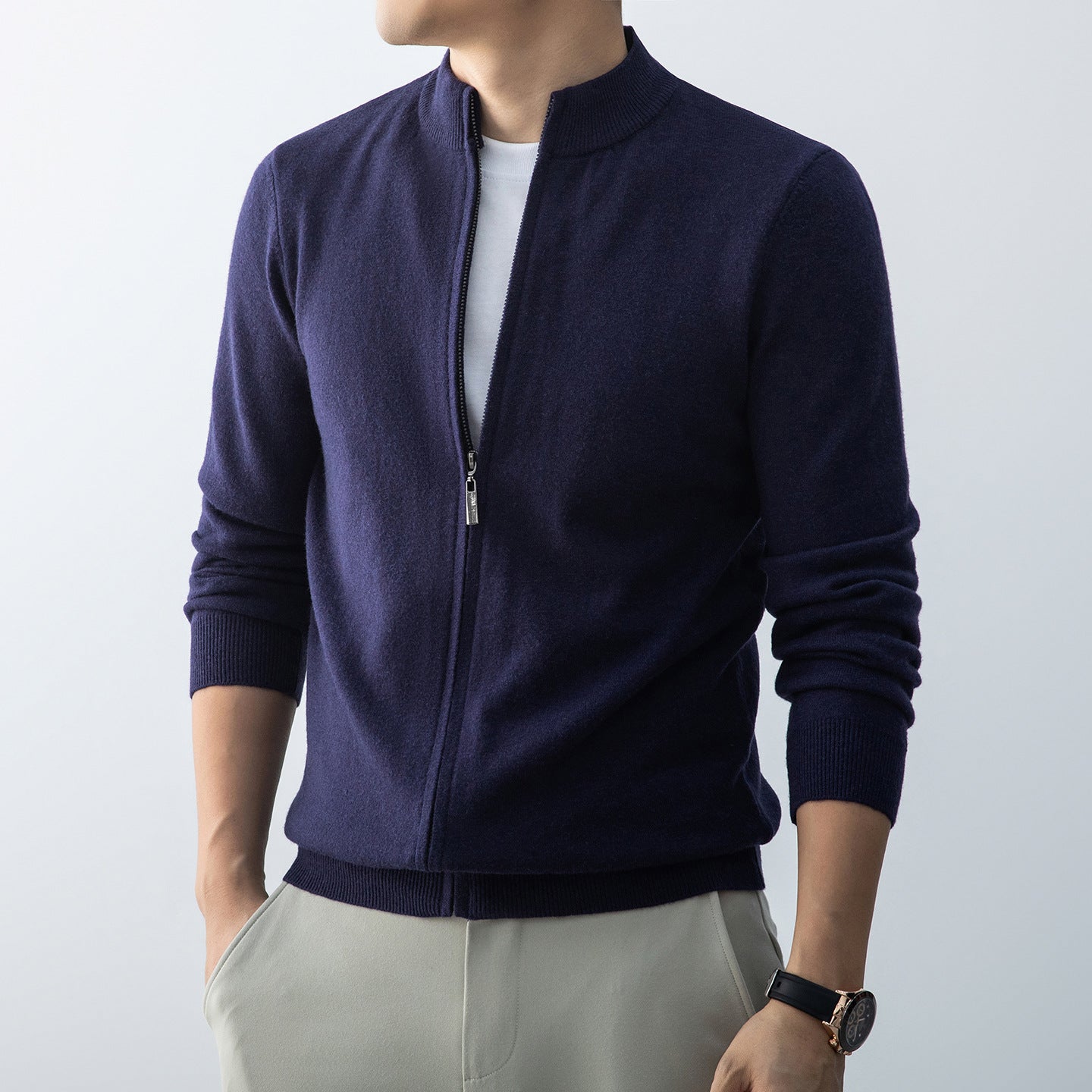 Commute Leisure New Men's Stand Collar Simple Outdoor Sweater