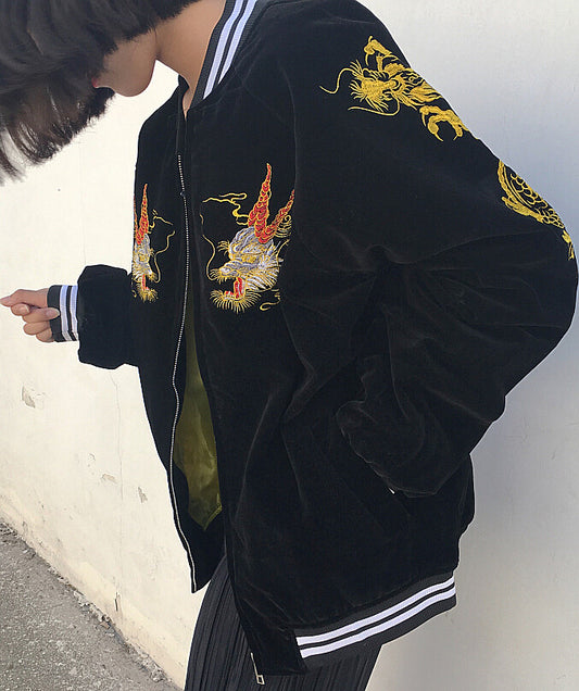 Heavy Industry Embroidery Velveteen Baseball Uniform Couple Jacket