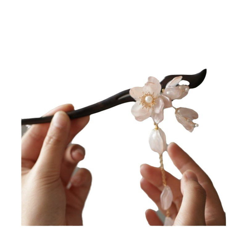 High-end Chinese-style Cheongsam Tea Dress Wooden Hairpin