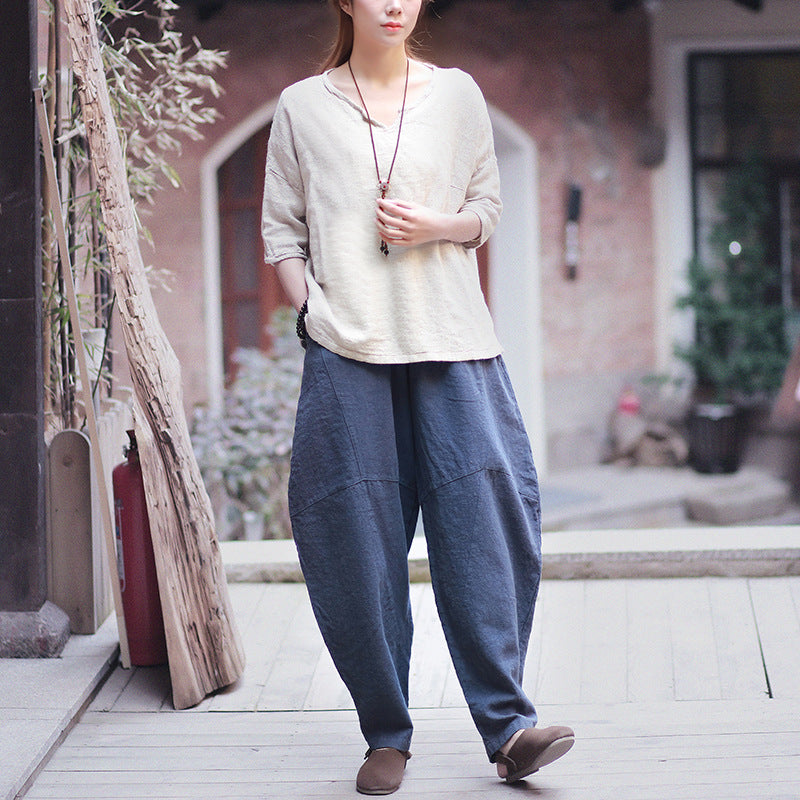 Retro Loose Plus Size Linen Bloomers