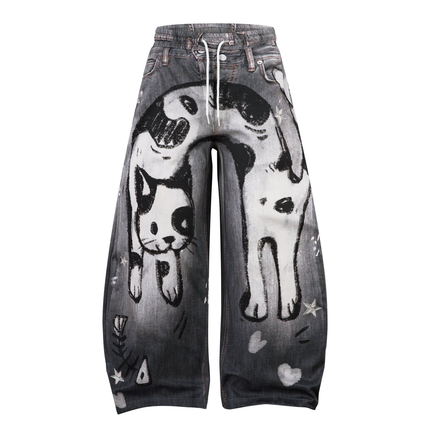 Printed Cat Graffiti Machete Sweatpants For Men And Women