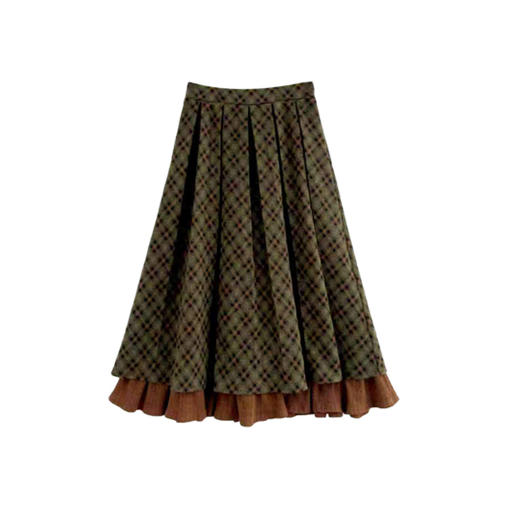 Vintage Green Winter Skirt For Women Stylish And Trendy