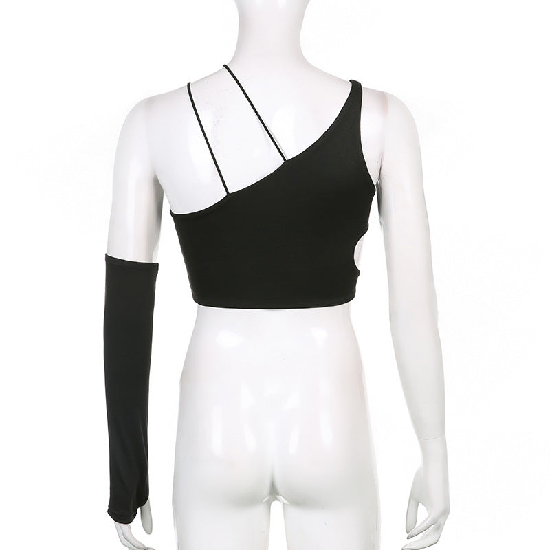 Hollow Out Chest Sleeve Vest For Female Outerwear