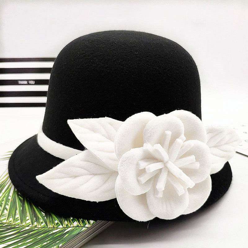 Retro Black And White Flower Fashion Hat Casual