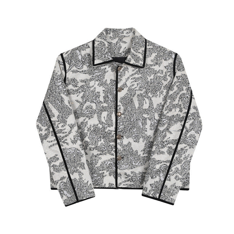 Design Relief Texture Jacquard Lapel Short Jacket Men