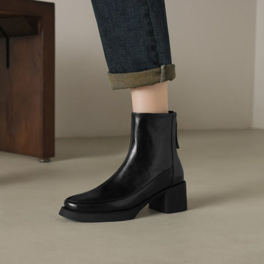 Womens Genuine Leather High-Heel Ankle Boots New Fall Winter Style For Winter Seasons