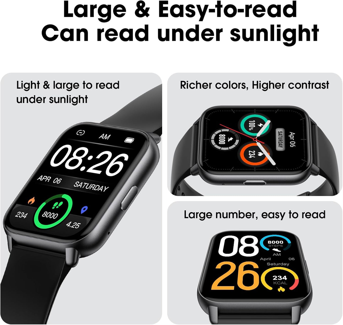 Smart Watch No App/Phone Required, Long Battery Life Fitness Tracker Watch,Hd Screen, Waterproof Activity Tracker with Step Counter for Walking, Pedometer, Calories Tracker for Men Women