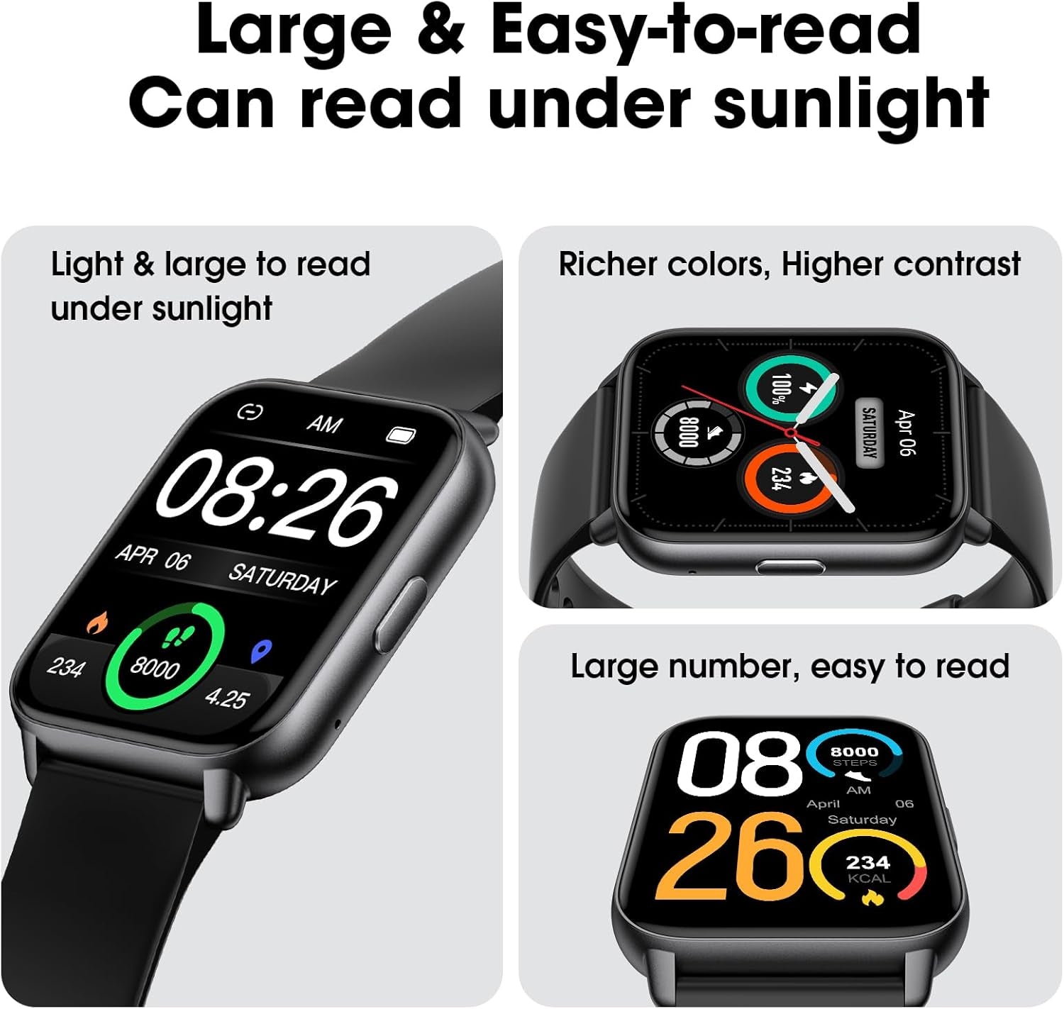 Smart Watch No App/Phone Required, Long Battery Life Fitness Tracker Watch,Hd Screen, Waterproof Activity Tracker with Step Counter for Walking, Pedometer, Calories Tracker for Men Women