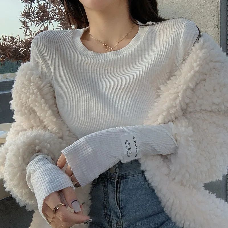 Autumn New Cuff Labeling Long Sleeve T-shirt Inner Bottoming Shirt