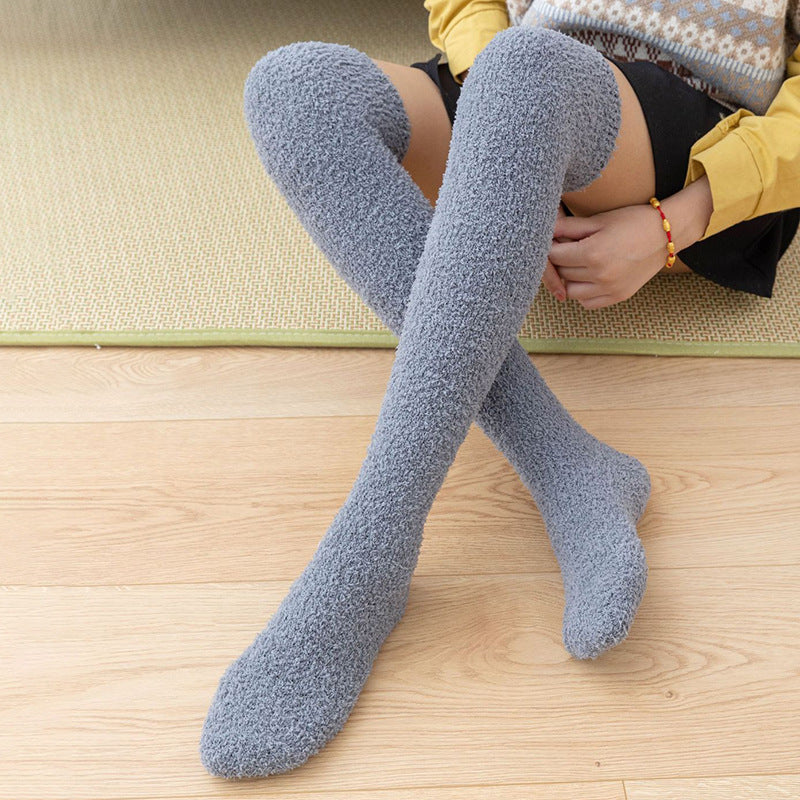 No Hair Loss Coral Velvet Knee Socks For Children To Thicken And Keep Warm