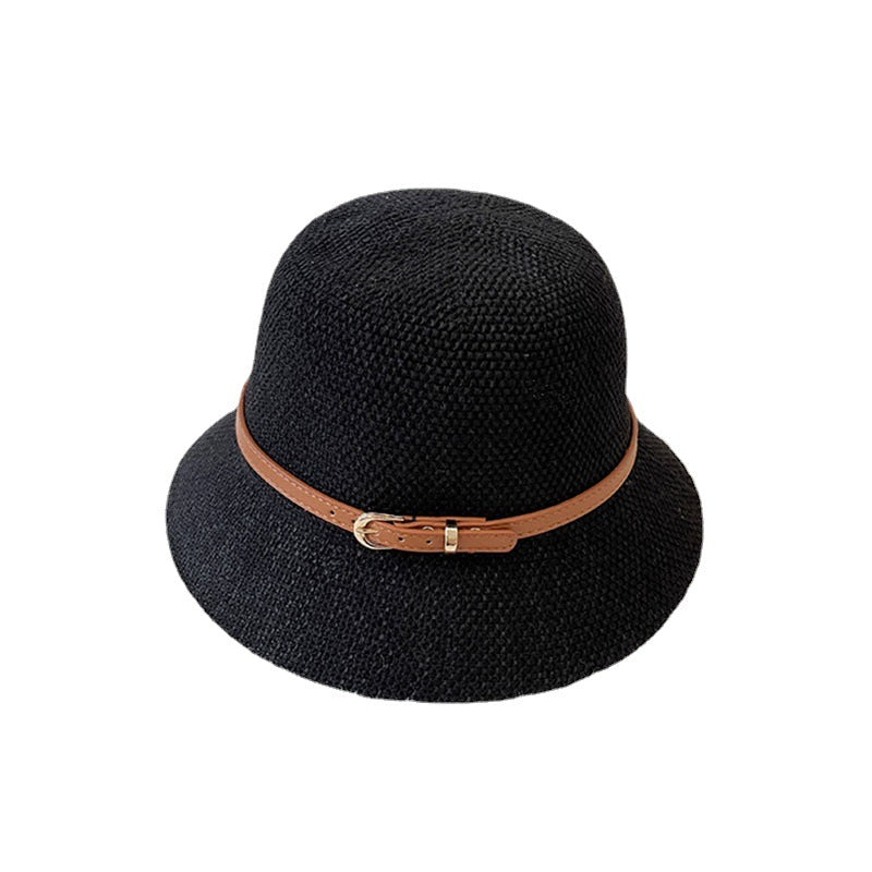 Women's Vintage Style Linen Knit Belt Basket Hat