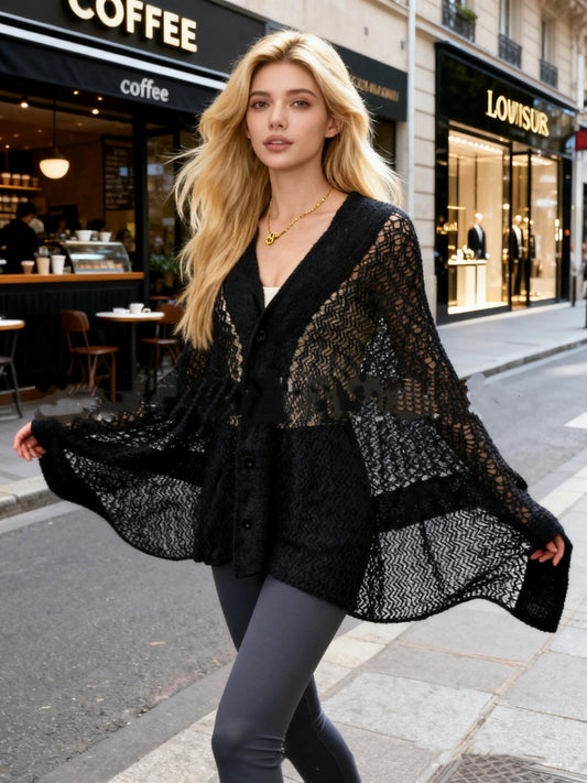 European And American Fashion Bloggers Hollow-out Cardigan Shawl Jacket