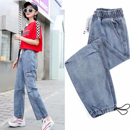 Loose and thin feet harem cropped pants