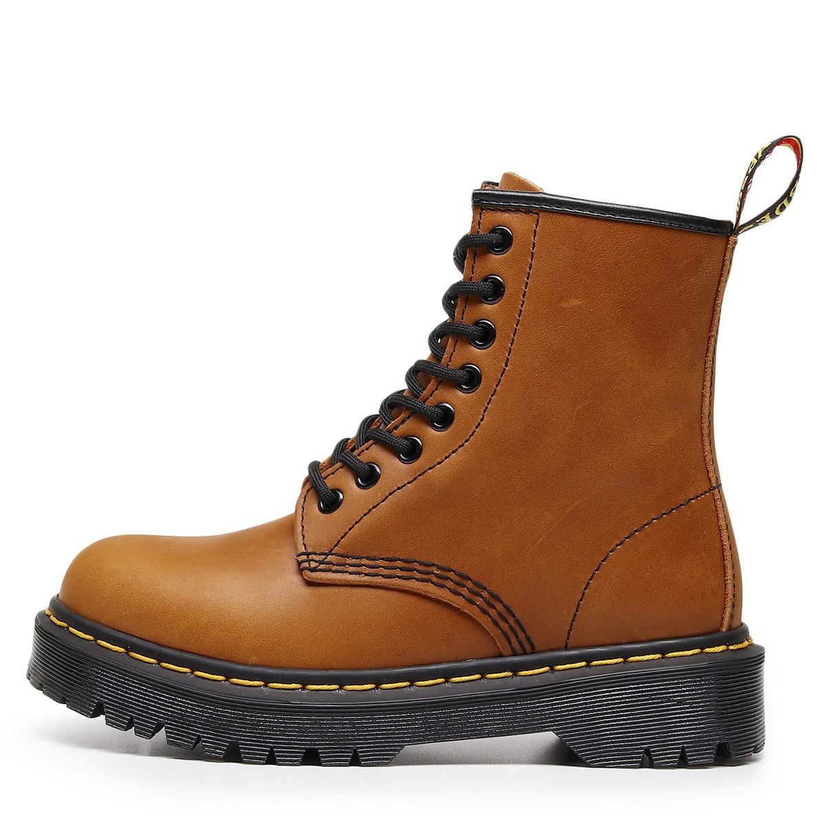 Womens British-style Full-grain Leather Biker Boots Stylish And On-trend