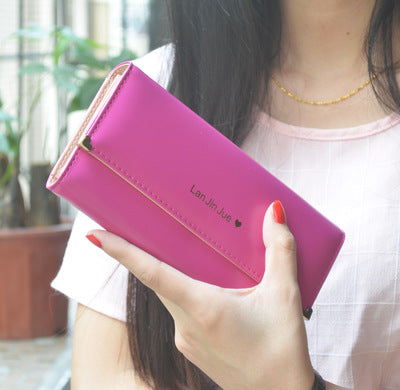 Tri-fold women's long wallet