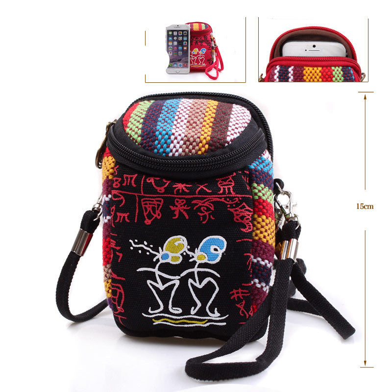 Canvas put mobile phone coin purse