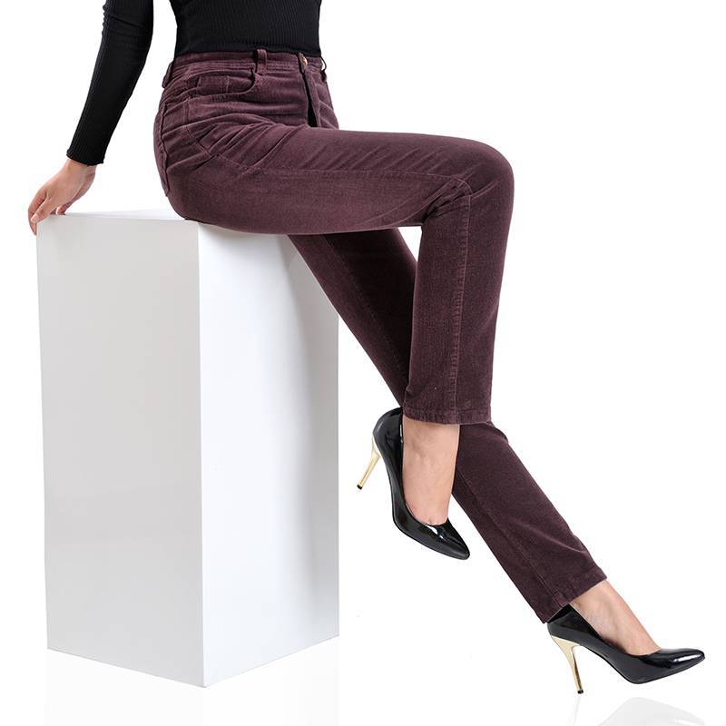 Stretch Loose Straight Leg Pants Corduroy Corduroy Women's Trousers