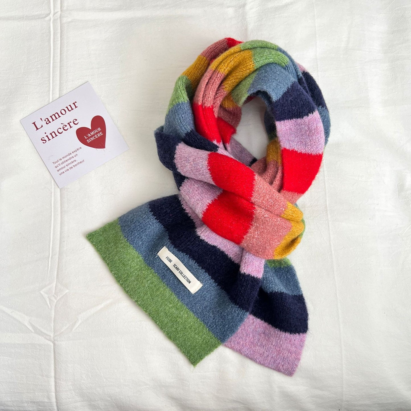 Women's Fashion Color Contrast Striped Retro Scarf