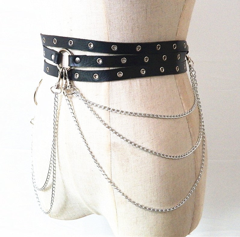 Punk style concave waist chain