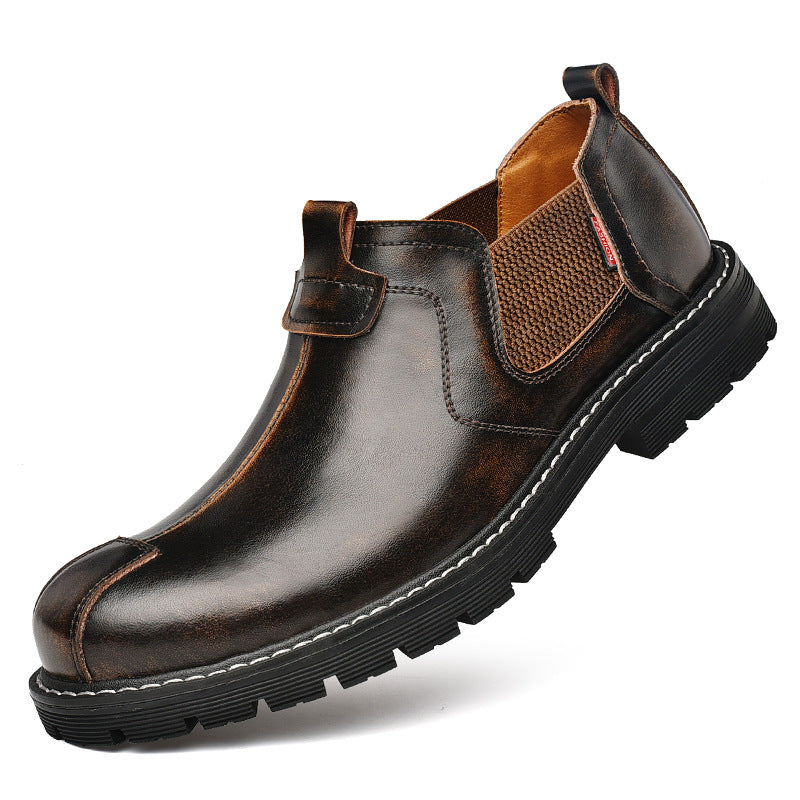 Casual workwear men's big head leather shoes
