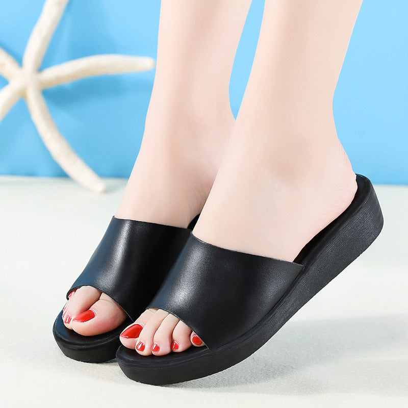 Korean Student Flat-bottomed Fairy Style Platform Slippers