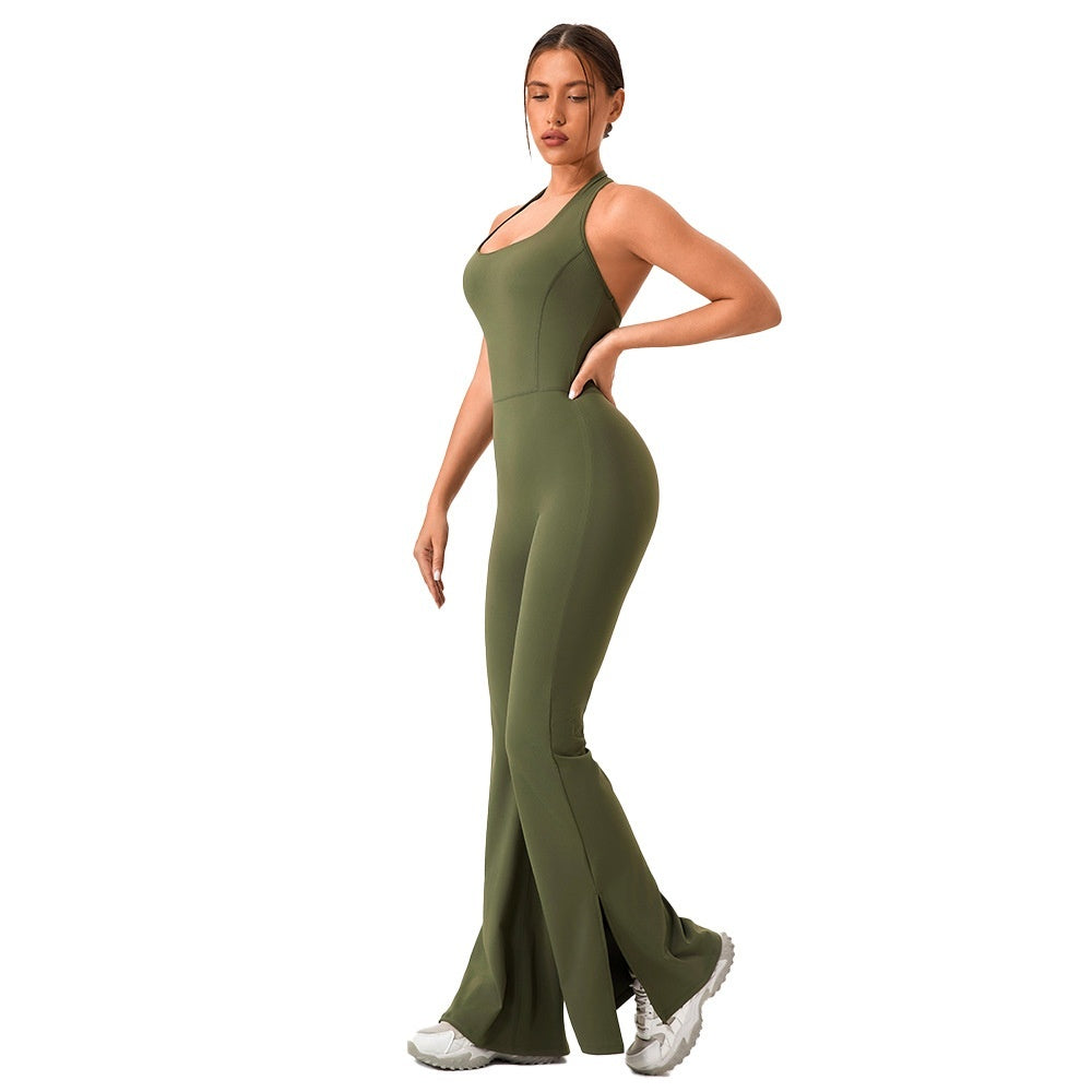 European And American Yoga Bodysuit Flared Pants