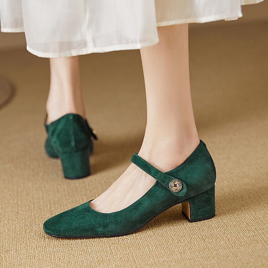 Mary Jane Shoes Season Chunky Heel Pumps Women's Shallow Mouth