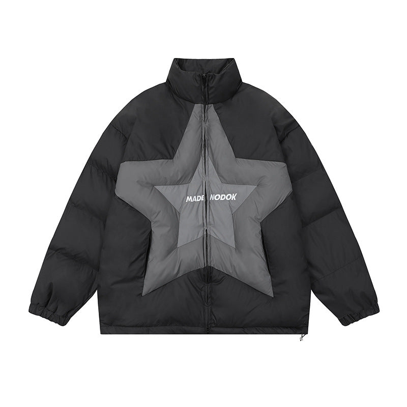 Corduroy Patchwork Stand-up Collar Men's And Women's Coats