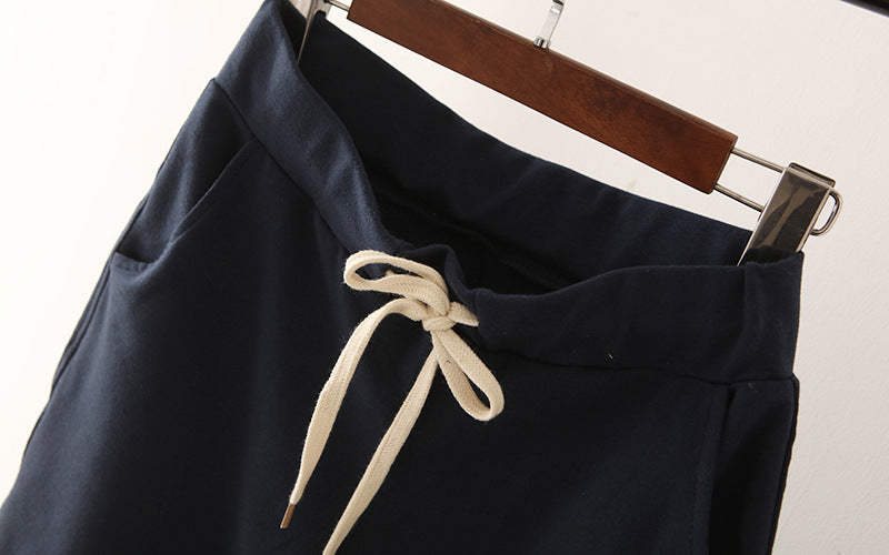 Mid-rise solid color track pants