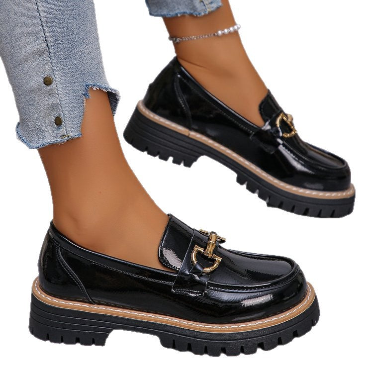 Retro Farvematchende Afslappede Chunky Hæl Plateau Pumps