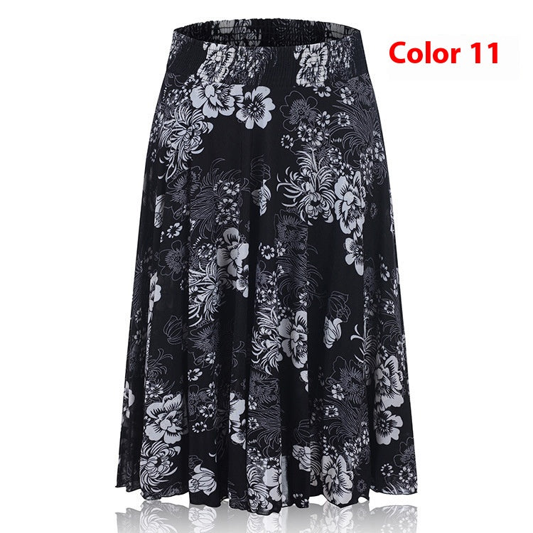 Mom Ice Silk Sundress Women's Skirt Middle-aged Skirt