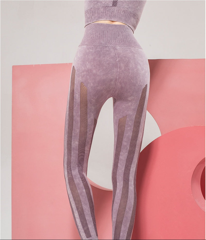 Seamless High-Stretch Sports Tights With Breathable Mesh