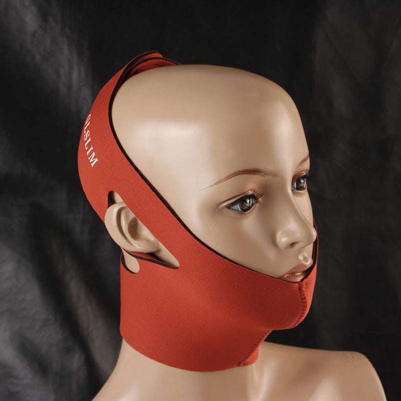 Tighten the chin and lift the buccal muscle bandage