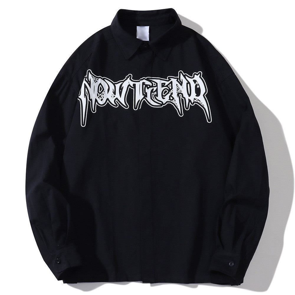 Foam Letter Printed Long-sleeved Shirt Men's High Street