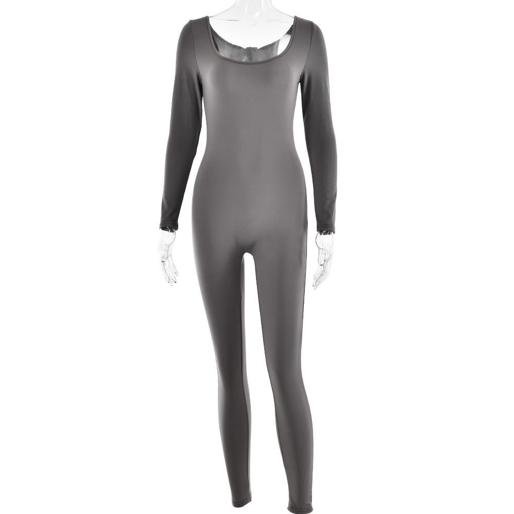 Soft High Elastic Long Sleeve Tights U-collar