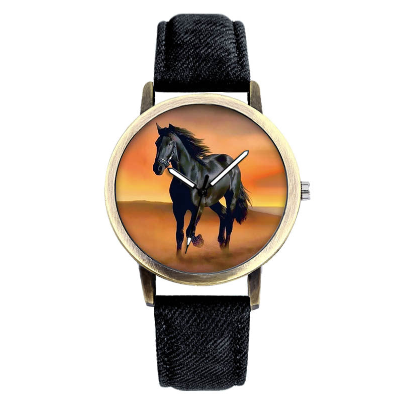 Fashion Quartz Watch Charm Denim Strap for Men