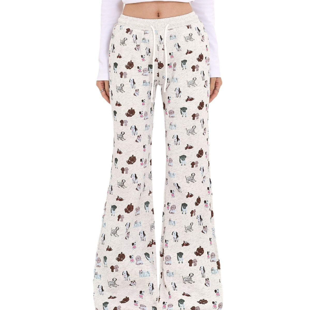 Elastic Waist Printed Sweatpants Sports Loose