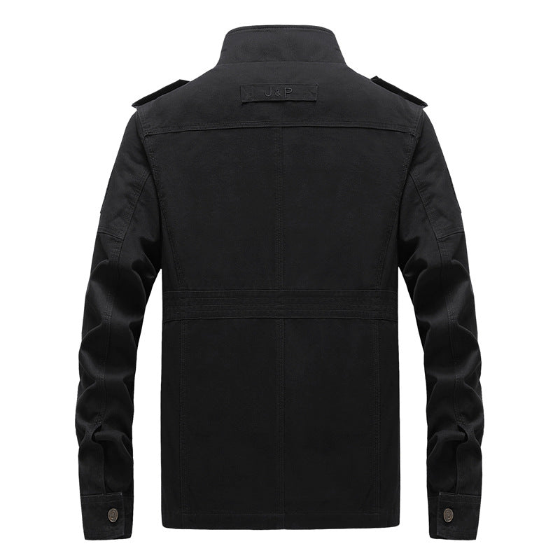 Men's cotton washable workwear jacket plus size casual stand collar