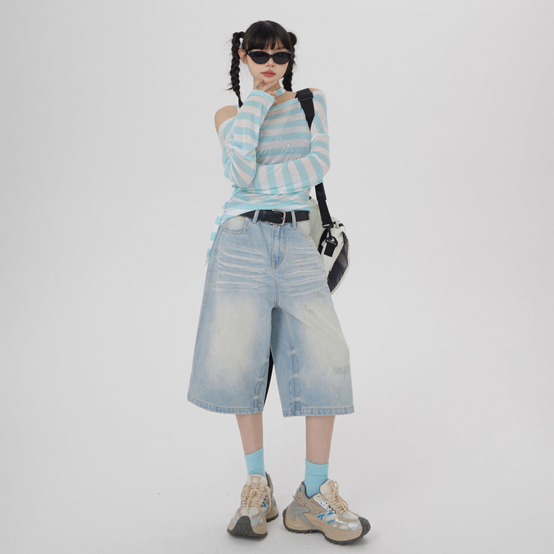 Women's American-style Retro Loose Wide-leg Jeans