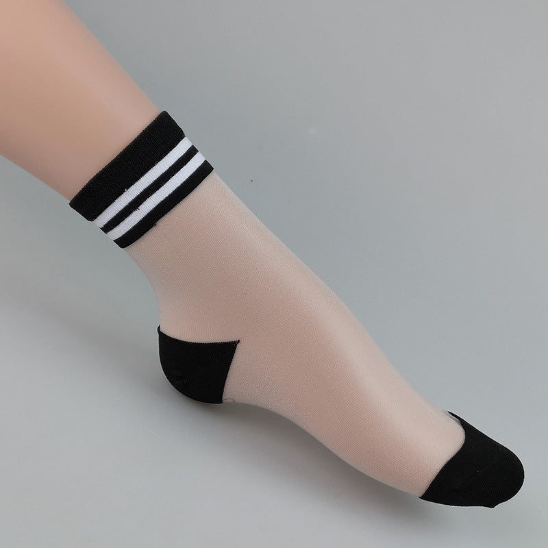 Rainbow striped crystal stockings
