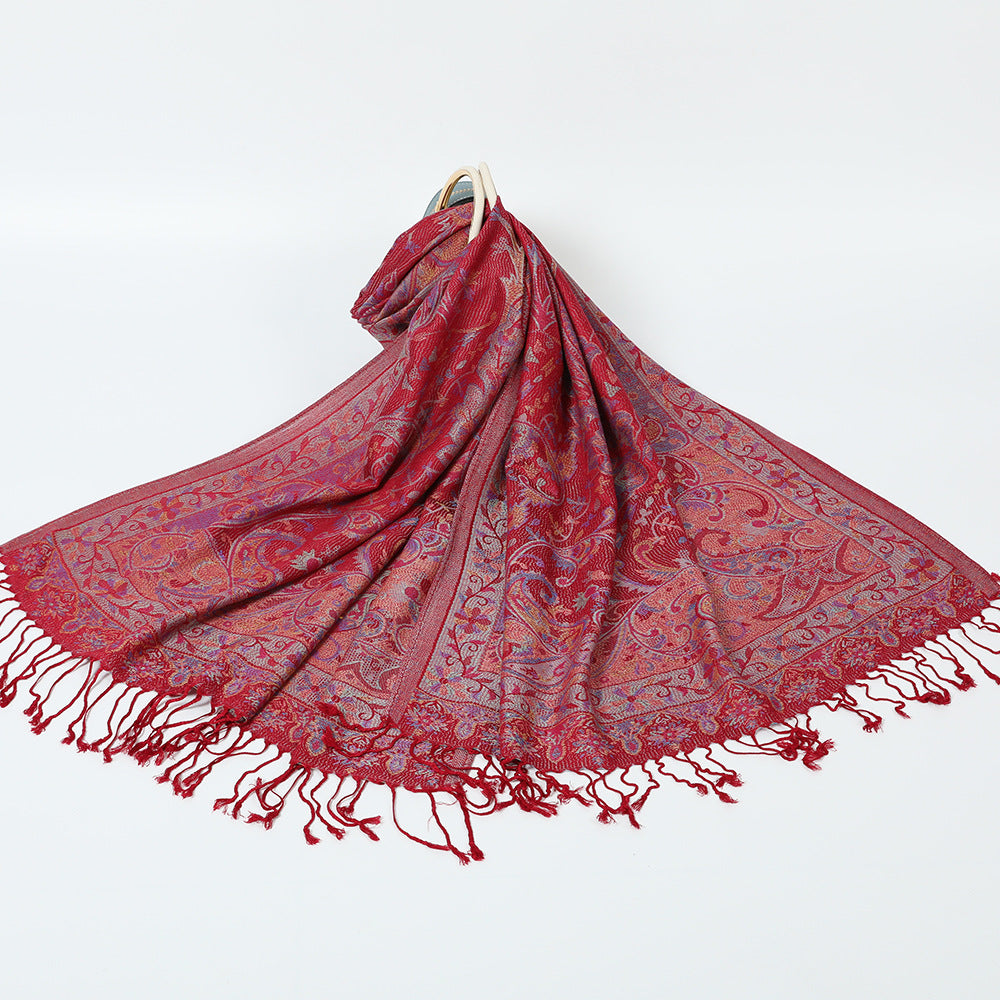 Export Scarf Ethnic Style Jacquard Cashew Tassel Shawl