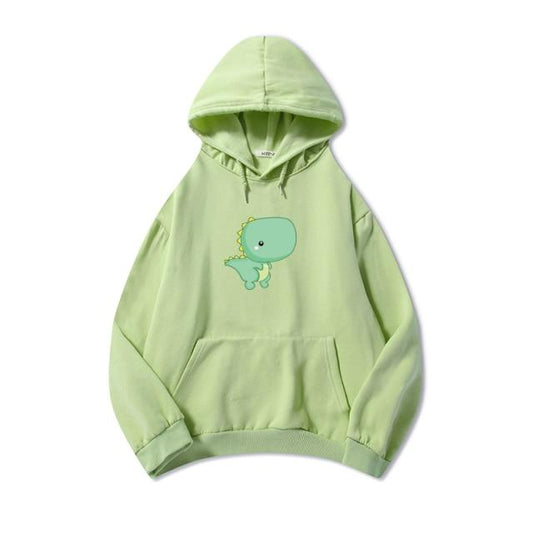 Digital Creative Printing Casual Loose Men's Hooded Sweater Dinosaur Pattern