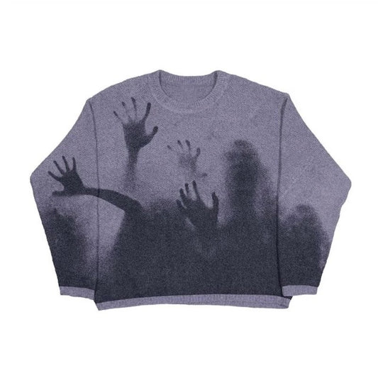 Langærmet Rundhalset Retro Løs Afslappet Par Sweater