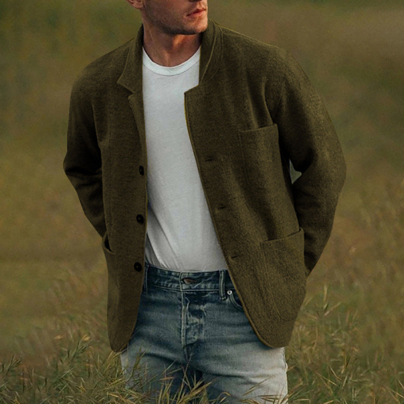 Men's Youthful Foreign Trade Solid-Color Trendy Fashion Wool Jacket