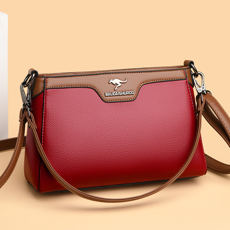 One Shoulder Blød Læder Lille Firkantet Syning Kvinder Crossbody Taske
