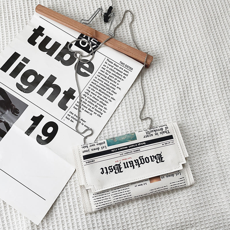 Creative Spoof Fun English Letter Newspaper Bag Envelope Bag Pu Messenger Bag