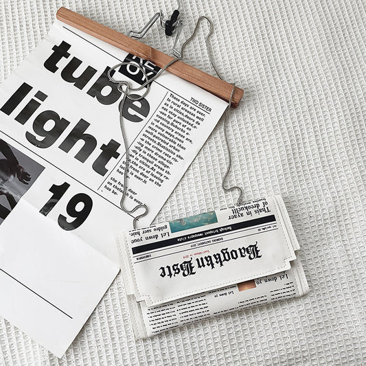 Creative Spoof Fun English Letter Newspaper Bag Envelope Bag Pu Messenger Bag