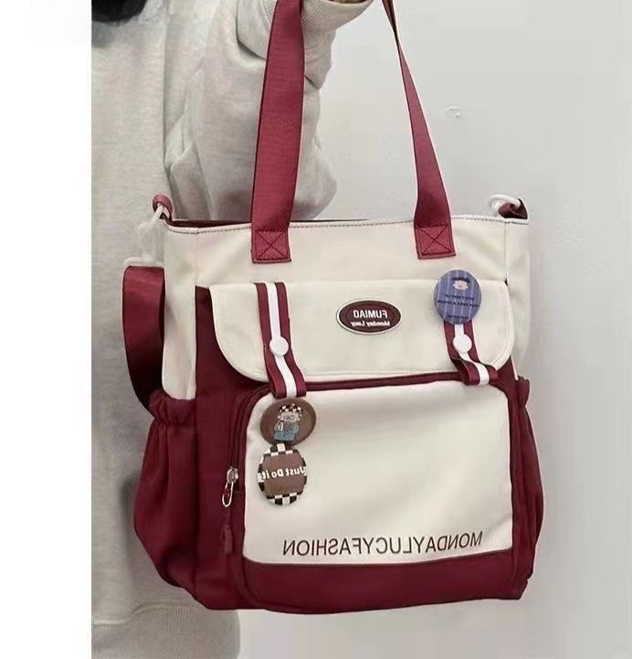 Commuter Tote Contrast Color And Versatile Crossbody Bag